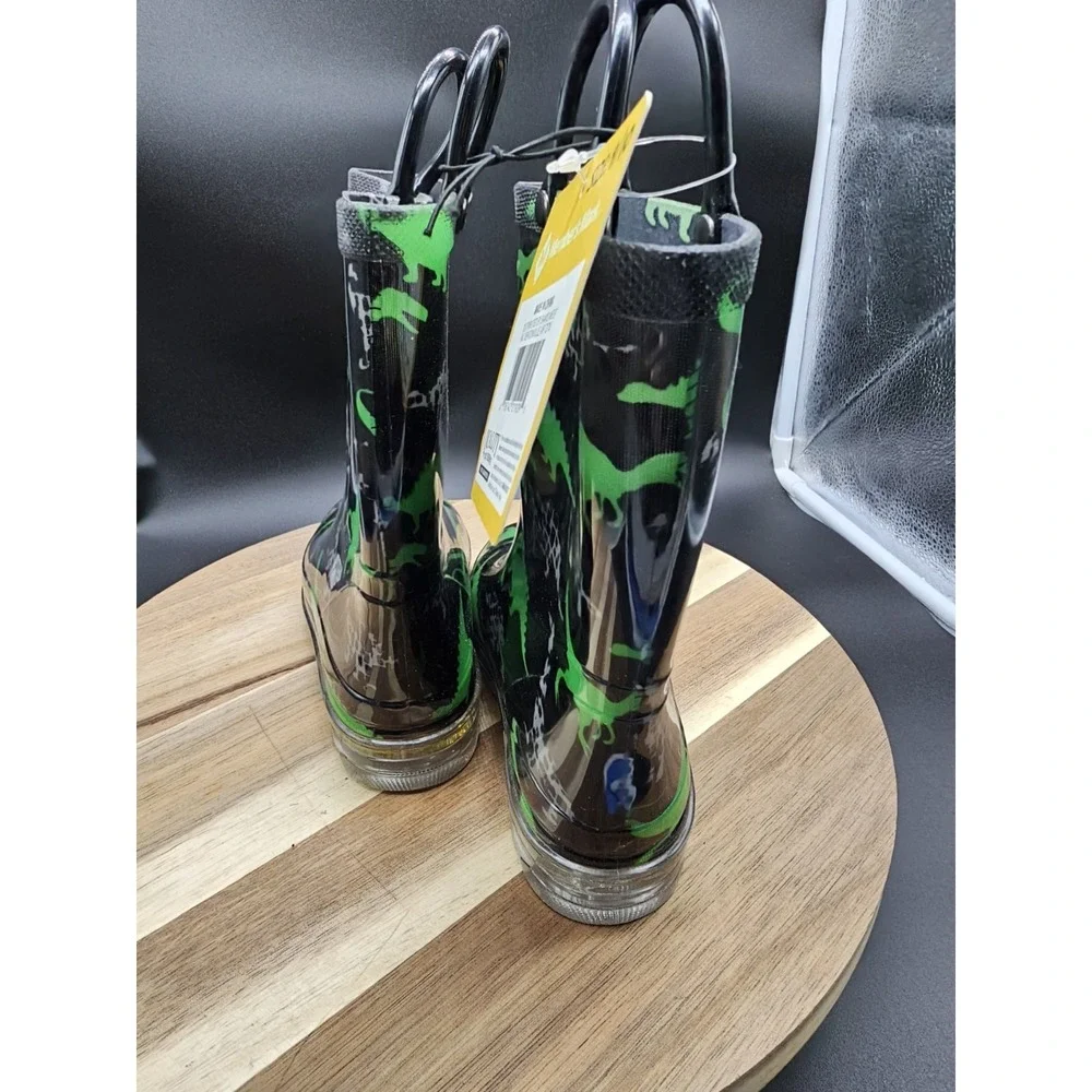 Childrens Light Up Dinosaur Pull On Rain‎ Boots Size 9/10